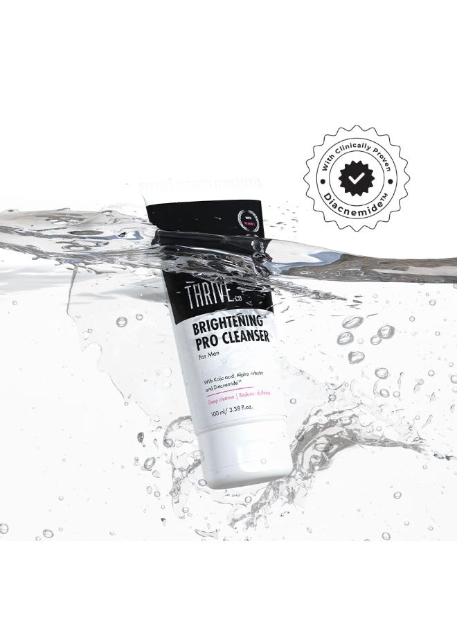 ThriveCo Brightening PRO Cleanser for Men with Probiotic Rice Water, Vit C, Kojic Acid, Alpha Arbutin & Glutathione | Anti-ageing Face Wash, Boosts Collagen, Clears Skin & Removes Dark Spots | 100ml - Image 4